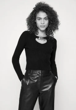 MICHAEL Michael Kors Damen CHAIN CUT OUT CROP - Strickpullover - Black 12 MICHAEL Michael Kors Damen CHAIN CUT OUT CROP - Strickpullover - Black -MICHAEL Michael Kors 00866cf88f9a461a8a79f3a4b09ace2b