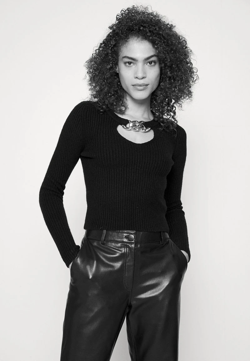 MICHAEL Michael Kors Damen CHAIN CUT OUT CROP - Strickpullover - Black 6 MICHAEL Michael Kors Damen CHAIN CUT OUT CROP - Strickpullover - Black - Image 4