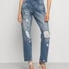 MICHAEL Michael Kors Damen DISTRESSD - Jeans Straight Leg - Auth Blue -MICHAEL Michael Kors 080e118b6dba432bb0f275e8116e3576