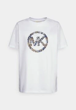 MICHAEL Michael Kors Damen CIRCLE LOGO TEE - T-Shirt Print - White -MICHAEL Michael Kors 0b742238eca84e33ad87e9dfa94755bf