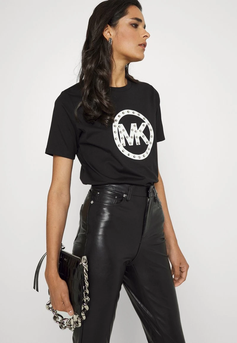 MICHAEL Michael Kors Damen STUD CIRCLE LOGO TEE - T-Shirt Print - Black 6 MICHAEL Michael Kors Damen STUD CIRCLE LOGO TEE - T-Shirt Print - Black - Image 4