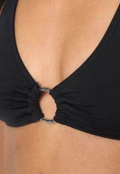 MICHAEL Michael Kors Damen ICONIC SOLIDS HALTER - Bikini-Top - Black -MICHAEL Michael Kors 23bd8e4cb9bf4518b24e0dc903c6f0bb