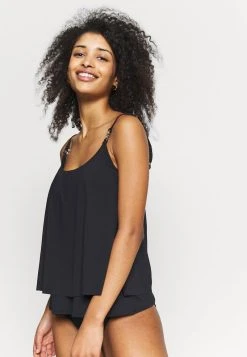 MICHAEL Michael Kors Damen ICONIC SOLIDS DOUBLE LATER TANKINI - Bikini-Top - Black