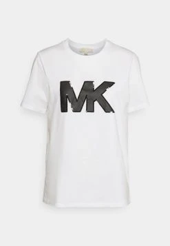 MICHAEL Michael Kors Damen SEQN LOGO TEE - T-Shirt Print - White -MICHAEL Michael Kors 26921d9933e74e53898af8f644d12924
