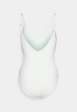 MICHAEL Michael Kors Damen ICONIC SOLIDS SASH LOGO V NECK ONEPIECE - Badeanzug - White