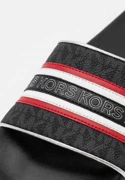 MICHAEL Michael Kors Damen GIMORE SLIDE - Pantolette Flach - Black/crimson -MICHAEL Michael Kors 37f3b5e85b224da4a34443c963d0523c