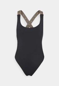 MICHAEL Michael Kors Damen LOGO ELASTIC SCOOP NECK ONEPIECE - Badeanzug - Black -MICHAEL Michael Kors 3ca1f1c9a4ab4b8cb55d79ceae8a47ca