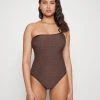 MICHAEL Michael Kors Damen SIGNATURE LOGO ONE SHOULDER ONEPIECE - Badeanzug - Chocolate