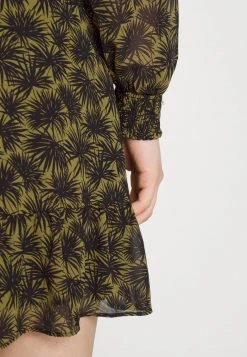 MICHAEL Michael Kors Damen PALMETTO SMOCK DRESS - Freizeitkleid - Smoky Olive -MICHAEL Michael Kors 464064d54cd848b68dcc2915284781f2