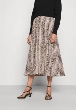 MICHAEL Michael Kors Damen PLEATED SNAKE SKIRT - A-Linien-Rock - Dune