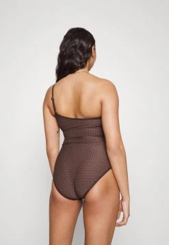 MICHAEL Michael Kors Damen SIGNATURE LOGO ONE SHOULDER ONEPIECE - Badeanzug - Chocolate -MICHAEL Michael Kors 4df37681a92e463b818008f461476ac5