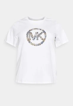 MICHAEL Michael Kors Damen FLORAL CIRCLE LOGO TEE - T-Shirt Print - White