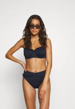 MICHAEL Michael Kors Damen ICONIC SOLIDS RUFFLED HIGH LEG BOTTOM - Bikini-Hose - New Navy -MICHAEL Michael Kors 65b02d98d1274aab835e9c6bde67441f