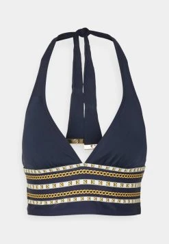 MICHAEL Michael Kors Damen CHAIN BORDER HALTER - Bikini-Top - Navy -MICHAEL Michael Kors 686f1df67187493fb0da63c1120f51f0