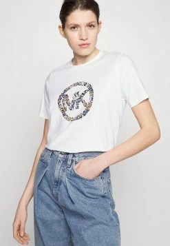 MICHAEL Michael Kors Damen CIRCLE LOGO TEE - T-Shirt Print - White -MICHAEL Michael Kors 71a2c37ef6384f14847e06644bad1090