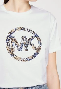 MICHAEL Michael Kors Damen CIRCLE LOGO TEE - T-Shirt Print - White -MICHAEL Michael Kors 770a24c602644420b4e57668f9d0508d