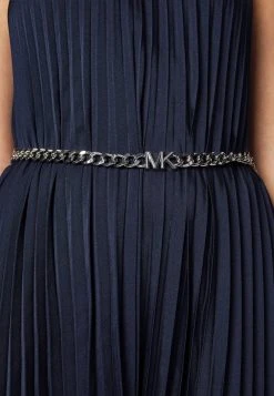 MICHAEL Michael Kors Damen PLEATED SLIP MIDI DRESS - Cocktailkleid/festliches Kleid - Midnightblue -MICHAEL Michael Kors 7a4ef583b3f24fab8315d3b49d2062c8