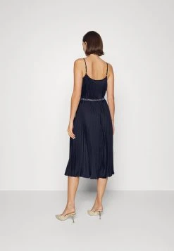 MICHAEL Michael Kors Damen PLEATED SLIP MIDI DRESS - Cocktailkleid/festliches Kleid - Midnightblue -MICHAEL Michael Kors 7bced586125d480081cca79e509a9314