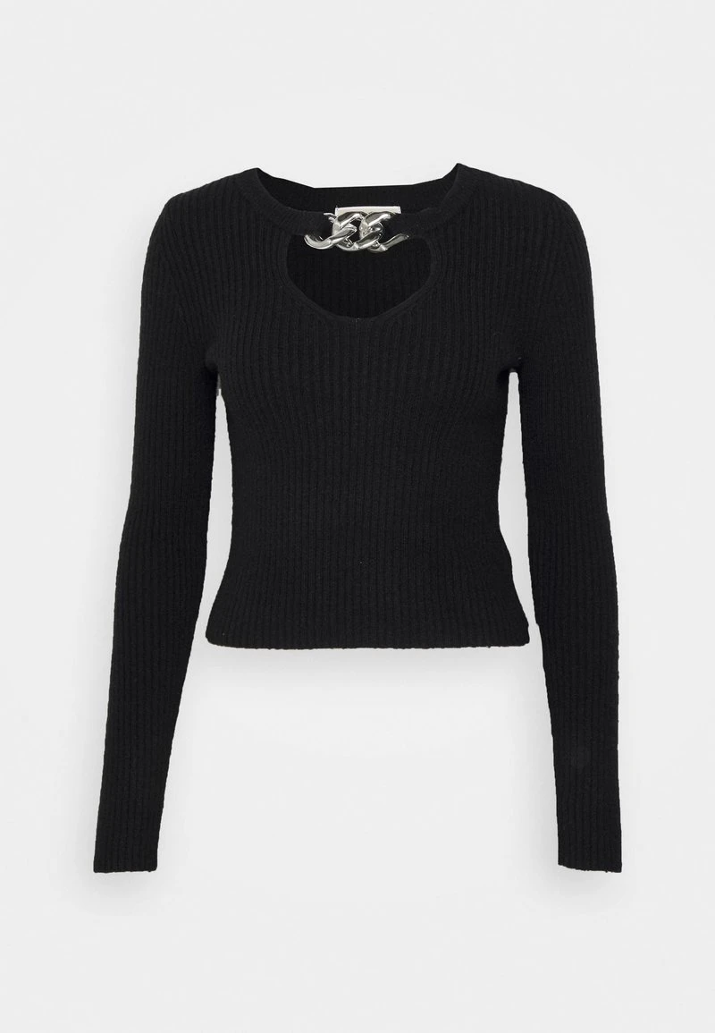 MICHAEL Michael Kors Damen CHAIN CUT OUT CROP - Strickpullover - Black 8 MICHAEL Michael Kors Damen CHAIN CUT OUT CROP - Strickpullover - Black - Image 6