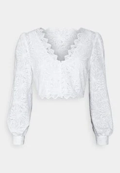MICHAEL Michael Kors Damen PALM EYELET CROP TOP - Langarmshirt - White -MICHAEL Michael Kors 93a0ed2989f94e95ac5c56d1b711e6ef