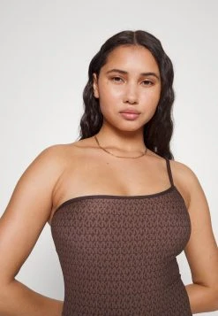 MICHAEL Michael Kors Damen SIGNATURE LOGO ONE SHOULDER ONEPIECE - Badeanzug - Chocolate -MICHAEL Michael Kors 9555b64f8ece41bb85767e572a1aa52c