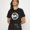 MICHAEL Michael Kors Damen STUD CIRCLE LOGO TEE - T-Shirt Print - Black -MICHAEL Michael Kors 98833cfc5aa443e1bd698f88effdb494