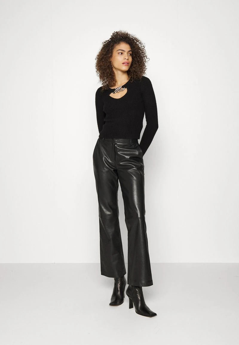 MICHAEL Michael Kors Damen CHAIN CUT OUT CROP - Strickpullover - Black 4 MICHAEL Michael Kors Damen CHAIN CUT OUT CROP - Strickpullover - Black - Image 2