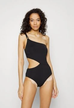 MICHAEL Michael Kors Damen ICONIC SOLIDS CUT OUT ONESHOULDER ONEPIECE - Badeanzug - Black