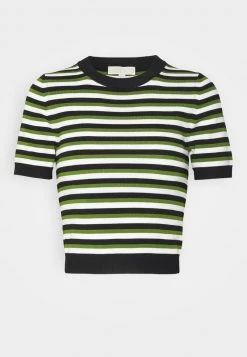 MICHAEL Michael Kors Damen TRI COLOR STRIPE TEE - T-Shirt Print - Leaf Green