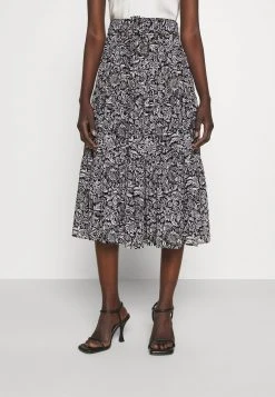 MICHAEL Michael Kors Damen HIPPIE MIDI SKIRT - A-Linien-Rock - Black/white