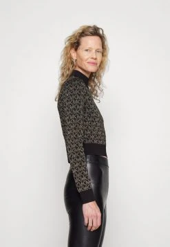MICHAEL Michael Kors Damen DOT CROP TOP - Strickpullover - Black/gold -MICHAEL Michael Kors c43c50e5359d472f9585bee23b28d6e9