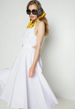 MICHAEL Michael Kors Damen HALTER MIDI DRESS - Freizeitkleid - White -MICHAEL Michael Kors d163af6a5a8844b1a5d7bed3663f7908