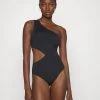 MICHAEL Michael Kors Damen LOGO CUT OUT ONE SHOULDER ONEPIECE - Badeanzug - Black -MICHAEL Michael Kors e66b59f6662c46e1a83592f6ede71a10