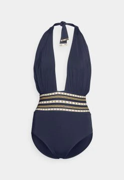 MICHAEL Michael Kors Damen CHAIN BORDER CROSS FRONT HALTER ONEPIECE - Badeanzug - Navy -MICHAEL Michael Kors eb19a5b7926441f3a2f7c313207a3718