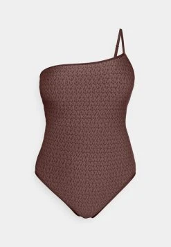 MICHAEL Michael Kors Damen SIGNATURE LOGO ONE SHOULDER ONEPIECE - Badeanzug - Chocolate -MICHAEL Michael Kors eedc779ca51742e88d3ac32588c3574d