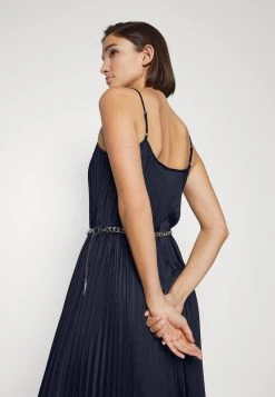MICHAEL Michael Kors Damen PLEATED SLIP MIDI DRESS - Cocktailkleid/festliches Kleid - Midnightblue -MICHAEL Michael Kors f0d670862d8b42a58dc960fb941f816c